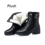 Female Ladies Women Leather Ankle Boots Platform Winter Plush Fur Warm Shoes MartLion plush 42