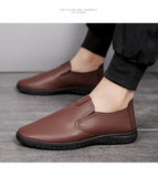 Summer Men's Leather Shoes Slip-On Casual Moccasins Loafers Soft Massage Leather Flats Footwear Driving Walking Mart Lion   