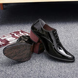 Men's Patent Leather Oxford Shoes Breathable Pointed Toe High Heels Formal Prom Dress Wedding Groom MartLion   