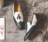 Men's Leather Slip-On Shoes Brogue Tassels Vintage Derby Casual Flats Loafers Mart Lion   
