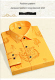 Spring Men's Long-sleeved Shirt Tiger Print Orange Lapel Single-breasted Top Hanfu Slim Fit MartLion   