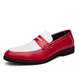 Casual Shoes Men's Loafers Leather Boat Handmade Slip On Dress Shoes MartLion Red 6 