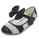 Girls Leather Shoes Princess Children round-Toe Soft-Sole Big girls High Heel Princess Crystal Single MartLion   