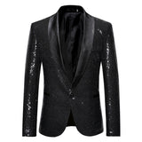 Shiny Gold Sequin Glitter Embellished Blazer Jacket Men's Nightclub Prom Suit Blazer Homme Stage Clothes For singers Mart Lion Black 1 L 