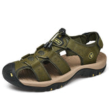 Genuine Leather Men's Shoes Summer Sandals Slippers Mart Lion Green 7239 6.5 