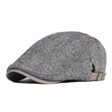  Newsboy Cap Men's Winter Wool Thick Warm Vintage Herringbone Casual Stripe Berets Gatsby Flat Hat Peaked Cap Adjustable MartLion - Mart Lion