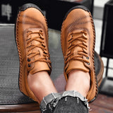 Fotwear Men's Leather Shoes Outdoor Lace Up Walking Classic Leisure Sneakers Brown Designer Zapatos Mart Lion   