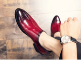Men's Formal Shoes Leather Oxford Dress Wedding Red Leather MartLion   