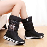 Mid-calf Snow Boots Women Waterproof Winter Shoes Platform Rubber Plush Female Ladies Wedge Fur Mujer Invierno Mart Lion   