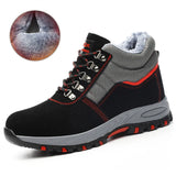 Men's Boots Steel Toe Shoes Work Indestructible Safety Puncture-Proof Work Sneakers Winter MartLion RF008-blackfur 36 