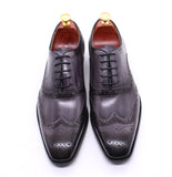 Handmade Men's Wingtip Oxford Shoes Genuine Calfskin Leather Brogue Dress Classic Formal Shoes MartLion   