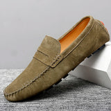 Men's Casual Shoes Suede Soft  Loafers Leisure Moccasins Slip On Driving MartLion green 12.5 