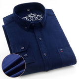 100% Cotton Corduroy Shirt Men's Casual Long Sleeve Regular Fit Dress Pocket Mart Lion DXR-10 38 165CM 50KG 