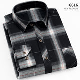 Fall Smart Casual Men's Flannel Plaid Shirt Brand Office Long Sleeve Shirt Clothes Mart Lion 6616 Asian XS Label 38 