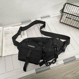  Large Capacity Crossbody Bag Chest Unisex Street Style Hip Belt Phone Pouch Chain Decoration Men's Travel Waist Pack Mart Lion - Mart Lion