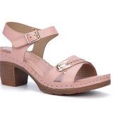 Women's Sandals Elegant Square Heel Summer Shoes Workout Breathable Pu Leather Female Footwear White Dress Mart Lion 3-Pink 230 