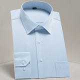 Men's Basic Standard-fit Long Sleeve Dress Shirt Solid/striped Formal White Work Office Classic Mart Lion AM032 43 