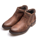 Vintage Style Men's Boots Autumn Winter Ankle Short Chelsea Footwear Hombre Cowboy Mart Lion Auburn 39 