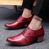 Men's Patent Leather Oxford Shoes Breathable Pointed Toe High Heels Formal Prom Dress Wedding Groom MartLion   