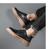 Men's PU Leather Shoes Winter Warm Flats Oxfords Causal Lace-Up Mart Lion   