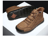 Winter Men's Ankle Boots Leather Casual Shoes Outdoor Hiking Non-slip Warm Handmade Motorcycle Designer MartLion   