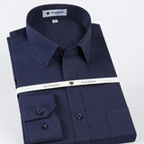 Men's Non Iron Standard-fit Solid Basic Dress Shirt Formal Premium 100% Cotton Long Sleeve Work Office Mart Lion Navy Blue 38 