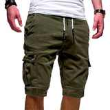 Men's Cargo Shorts Summer Bermuda Military Style Straight Work Pocket Lace Up Short Trousers Casual Mart Lion Amry Green M (50-55KG) China