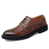 Trend Brogue Casual Shoes Men's Black Classic Dress Carved Flat MartLion Brown 6.5 
