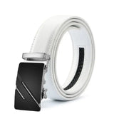 White Men's Belt Automatic Buckle Two-layer Cowhide Youth Korean Version Design Authentic Wild Youth Belt MartLion C 105cm (Waist 90cm) CHINA