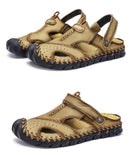 Classic Summer Men's Sandals Casual Beach Slippers Soft Leather Mart Lion   