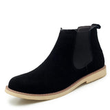 Winter Warm Plush Men's Boots Cow suede Chelsea Non-slip Snow Handmade Ankle Mart Lion Black 6.5 