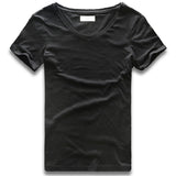 Deep V Neck T-Shirt Men's Plain V-Neck Cotton Compression Top Tees Fathers Day Gifts Men's Clothing Mart Lion Black 4 S 