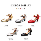 Girls Modern Latin Dance Shoes Women for Ladies Ballroom Tango Closed Toe Rubber sole 3.5/5.5CM Heels MartLion   