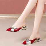 women beige square heel summer shoes lady casual sweet party red high heel MartLion   