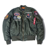 vintage pilot bomber flight jacket us air force top gun men's winter army USN MA1 USMC embroidery MartLion green XXS 