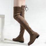 Slim Fit Thighs Over-the-Knee Long Boots Women Low Heel Concise Elastic Boots Retro Shoes Ladies Mart Lion   