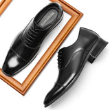 Men's Dress Shoes PU Leather 3.5CM Heel Elegant Suit Formal Oxfords Luxury Brand Mart Lion   