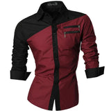 Spring Autumn Features Shirts Men's Casual Shirt Long Sleeve Casual Shirts MartLion K015-WineRed US S CHINA