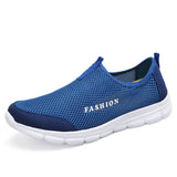 Summer Breathable Mesh Casual Men's Shoes Outdoor Lightweight Non Slip Flat Bottomed Mart Lion Blue 36 