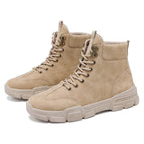 Men's Boots Waterproof Lace Up Military Winter Ankle Lightweight Shoes Winter Casual Non Slip Mart Lion Khaki Without Plush 6 