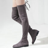 Slim Fit Thighs Over-the-Knee Long Boots Women Low Heel Concise Elastic Boots Retro Shoes Ladies Mart Lion   