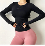 Cloud Hide Solid Yoga Shirt Women Long Sleeve Blouse Girl Sports Gym Top Running MartLion   