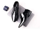 Luxury Oxford Leather Shoes Men's Breathable Patent Leather Formal Office Wedding Flats Black MartLion   