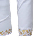 White Dashiki Print T Shirt Men's Autumn Streetwear Casual Clothes Slim Fit Long Sleeve Camisa Masculina MartLion   