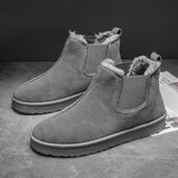 Off-Bound Winter Men's Boots Warm Fur Snow Waterproof Suede Leather Furry Ankle Fluff Plush Shoes Outdoor Mart Lion Gray 39 