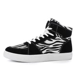 Autumn Men's Casual Shoes Ankle Boots Trend Zebra Stripes Canvas Skateboard Sneakers Flats Running Walking Trainers Mart Lion Black 39 