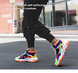 Spring Men's Sneakers High Top Yellow Bottom Casual Shoes Colorful Splicing Leather Designer zapatos hombre MartLion   