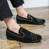 Men's Casual Shoes Suede Leather Moccasins Loafers Flats Rhinestones Mart Lion   