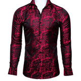 Barry Wang Gold Rose Paisley Silk Shirt Men's Long Sleeve Casual Flower Shirts Designer Fit Dress MartLion   