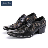 British Style Black Square Toe Lace Up Men's Oxfords Shoes Office Cow Leather Brogue Party Banquet Formal MartLion   